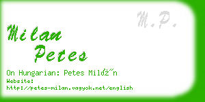 milan petes business card